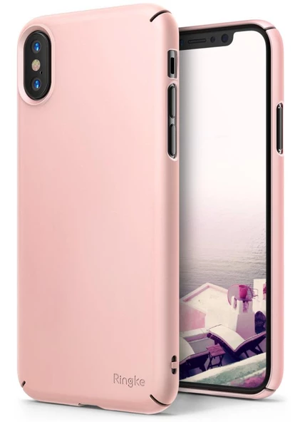 Ringke Slim iPhone X ile Uyumlu KIlıf Peach Pink ürün görseli 1