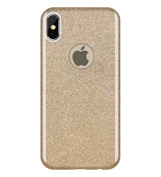 iPhone X ile Uyumlu Shining Simli Silikon Kılıf Gold ürün görseli 1