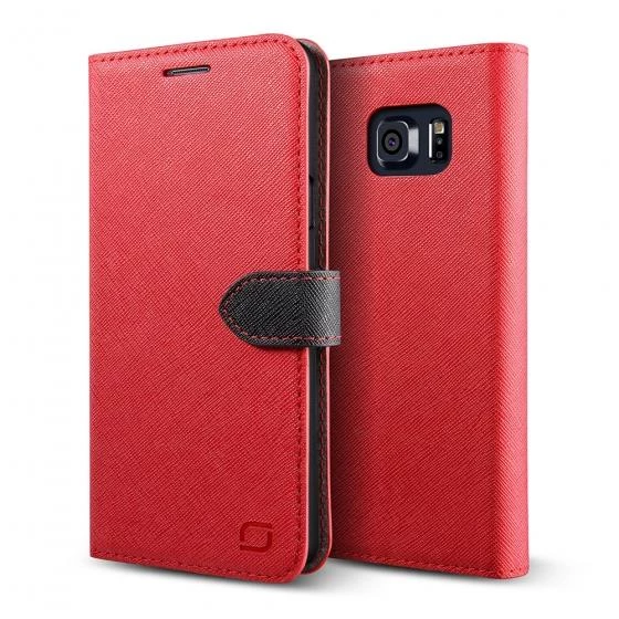 Lific Galaxy Note 5 ile Uyumlu Saffiano Diary Kılıf Red Black ürün görseli 1