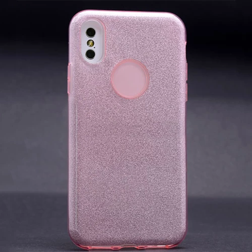 iPhone X ile Uyumlu Shining Simli Silikon Kılıf Pembe ürün görseli 1