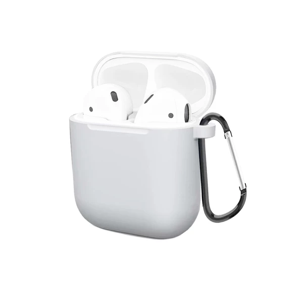 AirPods ile Uyumlu Düz Silikon Kılıf Beyaz ürün görseli 1