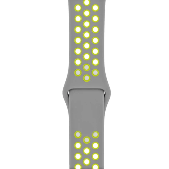 Apple Watch ile Uyumlu 38-40mm Silikon Kayış Gri/Sarı ürün görseli 1