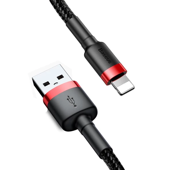 Baseus Cafule 2.4A Lightning 1M Şarj Kablosu CALKLF-B19 Kırmızı/Siyah ürün görseli 1