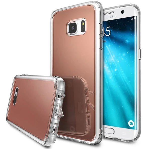 Ringke Mirror Fusion Galaxy S7 Edge ile Uyumlu Aynalı Kılıf Rose Gold ürün görseli 1