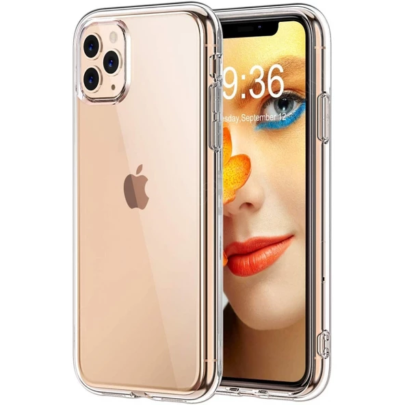 iPhone 11 Pro Max ile Uyumlu Tıpalı Şeffaf Silikon Kılıf Şeffaf ürün görseli 1