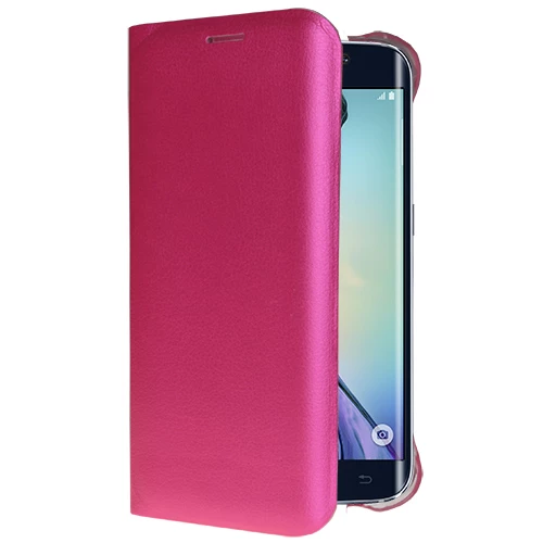 Galaxy S6 Edge ile Uyumlu Flip Wallet (Suni Deri) Pembe ürün görseli 1