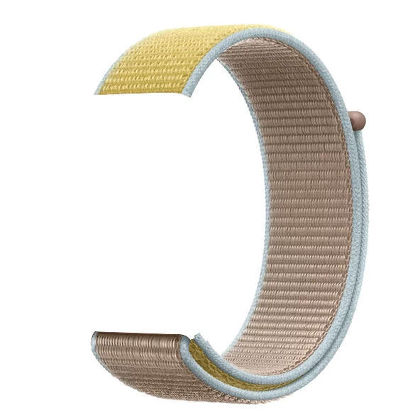 Apple Watch ile Uyumlu 42-44mm Kumaş Kayış Kahverengi/Sarı ürün görseli 1