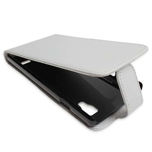 Optimus L9 ile Uyumlu Kapaklı Deri Kılıf Beyaz ürün görseli 1