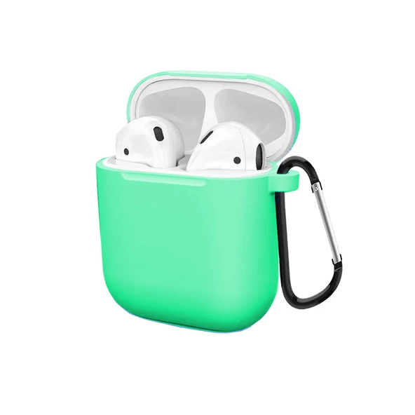 AirPods ile Uyumlu Düz Silikon Kılıf Yeşil ürün görseli 1