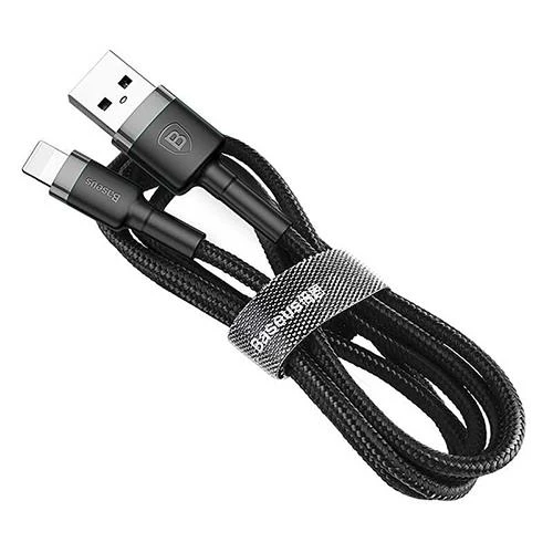 Baseus Lightning 1 Metre Kevlar Kablo Siyah/Gri ürün görseli 1