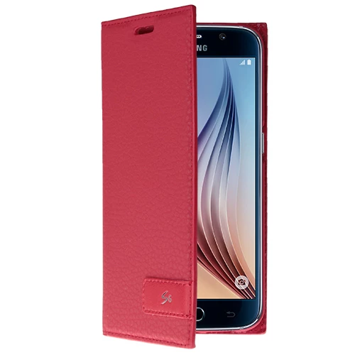 Galaxy S6 ile Uyumlu Kılıf Kapaklı Safir Serisi Kırmızı ürün görseli 1