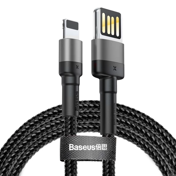 Baseus Cafule 2.4A Lightning 1M Şarj Kablosu CALKLF-GG1 Siyah/Gri ürün görseli 1