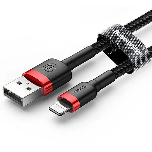 Baseus Lightning 1 Metre Kevlar Kablo Siyah-Kırmızı ürün görseli 1