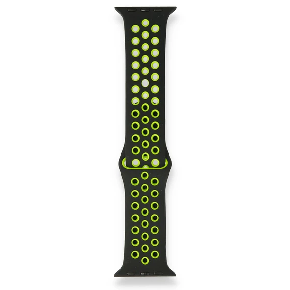 Apple Watch ile Uyumlu 38-40mm Silikon Kayış Siyah/Yeşil ürün görseli 1