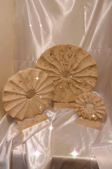 Marble Dekoratif Traverten Zerafet Stone Halka Mermet Taş Biblo 3 Lü ürün görseli 1