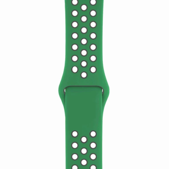 Apple Watch ile Uyumlu 42-44mm Silikon Kayış Su Yeşili/Gri ürün görseli 1