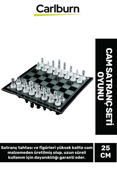 Özel Üretim Dekoratif Eşya Zeka Strateji Hobi Eğlence Cam Satranç Seti Oyunu 25 Cm ürün görseli 1