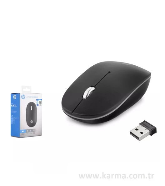 Hp S1500 PLUS Wıreless Kablosuz Sessiz Mouse 800/1600 DPI Siyah ürün görseli 1