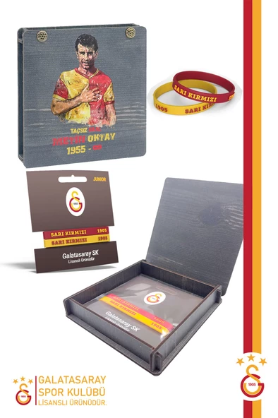 Galatasaray Orijinal Lisanslı Sarı Kırmızı 1905 2'li Bileklik Metin Oktay Baskılı Hediyelik Kutulu ürün görseli 1