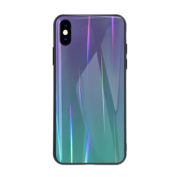 iPhone XS Max Kılıf Renkli Desenli Friz Cam Kılıf ürün görseli 1