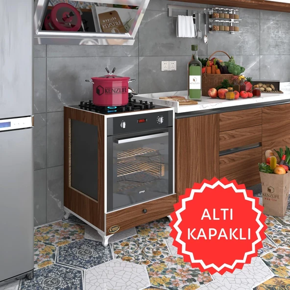Kenzlife ankastre modülü kabini altın3 cvz fırın ocak dolabı kapaklı ayaklı ürün görseli 1