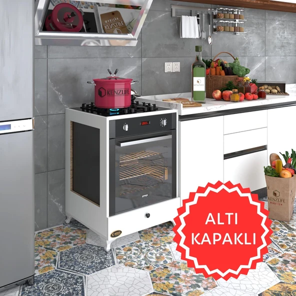 Kenzlife ankastre modülü kabini altın3 byz fırın ocak dolabı kapaklı ayaklı ürün görseli 1