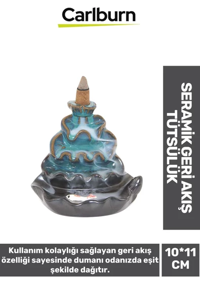 Özel Üretim Dekoratif İthal Parlak Şelale Seramik Geri Akış Tütsülük & Oda Kokusu Biblo 10*11 Cm ürün görseli 1
