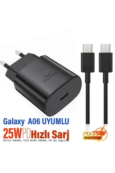 Samsung Galaxy A06 Uyumlu Şarj Aleti 25W HIZLI Şarj Type C Kablolu ürün görseli 1