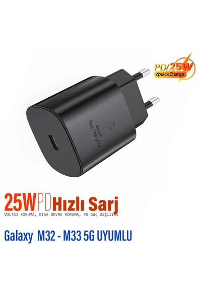 Samsung Galaxy M32 - Galaxy M33 5G Uyumlu Şarj Aleti 25W HIZLI ürün görseli 1