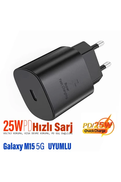 Samsung Galaxy M15 5G Uyumlu Şarj Aleti 25W HIZLI ürün görseli 1