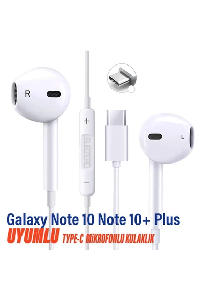 Samsung Note 10 Note 10+ Plus Uyumlu Type-C Mikrofonlu Kulaklık Beyaz ürün görseli 1