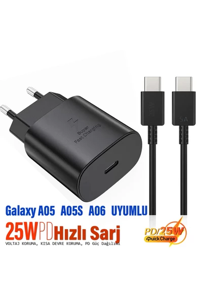 Samsung Galaxy A05  - 05s Uyumlu Şarj Aleti 25W HIZLI Şarj Type C Kablolu ürün görseli 1