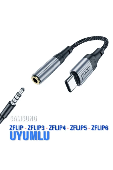 Samsung ZFlip-ZFlip3-ZFlip4-ZFlip5-ZFlip6 3.5mm Jack Aparat Çevirici Kulaklık Dönüştürücü Type-c ürün görseli 1