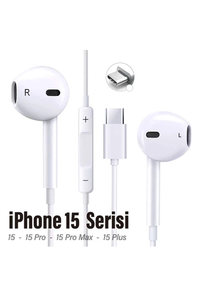 İPhone15 - 15 PRO - 15 PRO MAX - 15 PLUS Uyumlu Kulaklık Mikrofonlu Type-C Kulaklık Tak Çalıştır ürün görseli 1