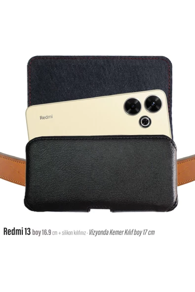 Redmi 13 Kemer Kılıfı  Kapaklı Yan Bel Kemer Telefon Kılıfı ürün görseli 1