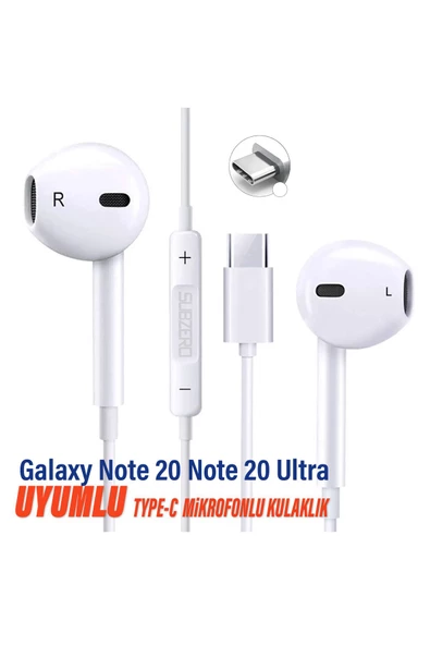 Samsung Note 20 Note 20 Ultra Uyumlu Type-C Mikrofonlu Kulaklık Beyaz ürün görseli 1