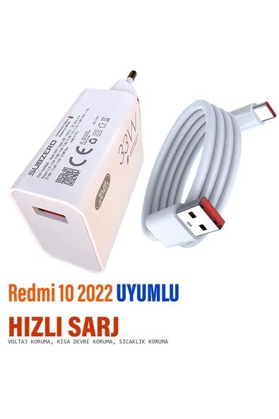Redmi 10 2022 Uyumlu Şarj Aleti HIZLI Şarj ve Kablosu 33w HIZLI ürün görseli 1