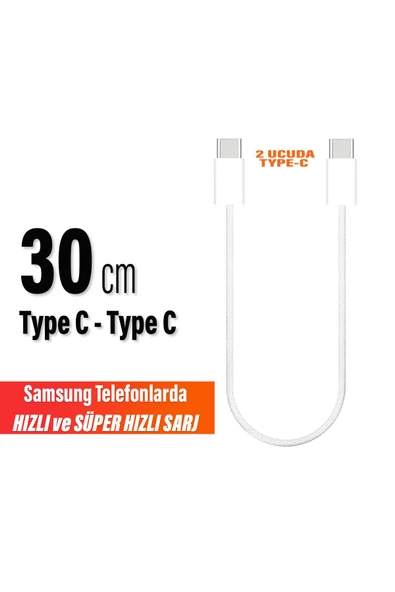 Kısa 30cm TYPE C Şarj Kablosu 60W HIZLI Type-C Girişli Samsung Telefon Uyumlu Type C to Type C ürün görseli 1