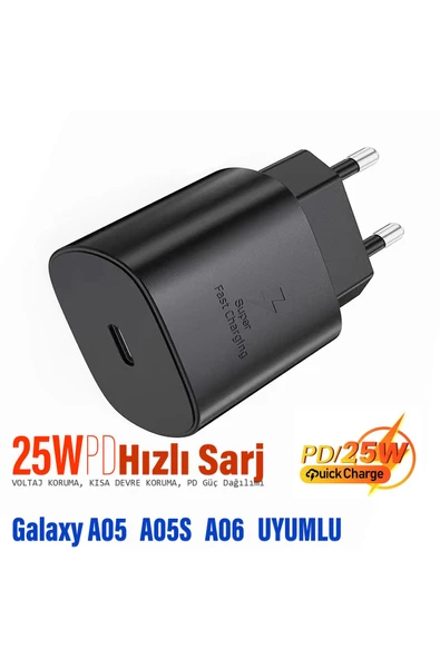 Samsung Galaxy A05 - Galaxy A05S Uyumlu Şarj Aleti 25W HIZLI ürün görseli 1