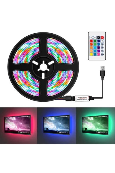Uzaktan Kumandalı RGB LED Şerit Işık 16 Renk Seçeneği 2 Metre Uzunluk Enerji Verimliliği ürün görseli 1