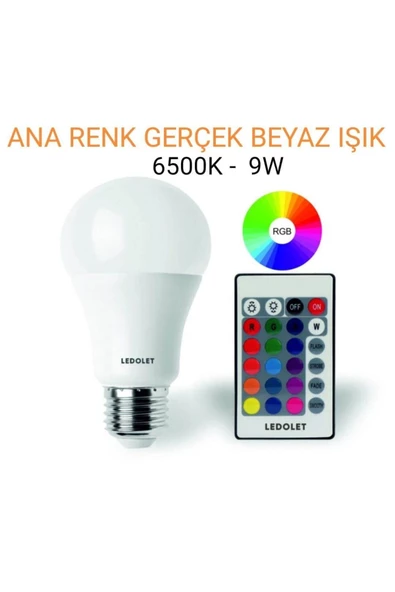 LEDOLET 9w Rgb Led Ampul Renk Değiştiren Kumandalı ürün görseli 1