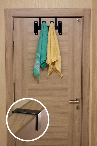 Metal Modern Desenli Çok Amaçlı Metal Kapı Arkası Askılığı Siyah ürün görseli 1