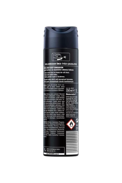 Nivea Men Deep Dimension Erkek Sprey Deodorant 150 ML - Resim 5
