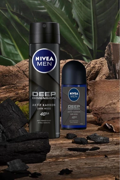 Nivea Men Deep Dimension Erkek Sprey Deodorant 150 ML - Resim 2