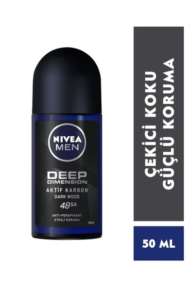 Nivea Men Deep Dimension Aktif Karbon Erkek Roll-On Deodorant 50 ML ürün görseli 1
