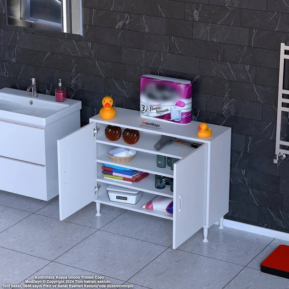 Modilayn SÖKE 100x75x32,5 cm’ lik Küçük Alanlar İçin Akıllı Çözümler 2 Kapaklı 4 Göz Raf Dolap ürün görseli 1