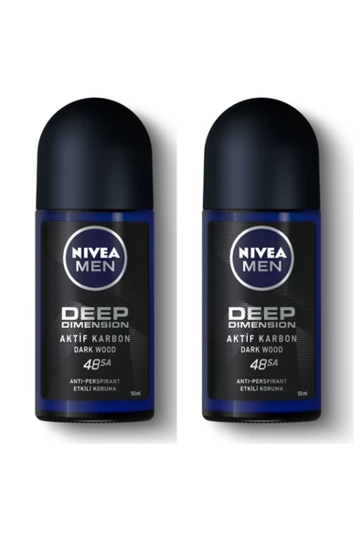 Nivea Men Deep Dimension Erkek Roll-On Deodorant 2 x 50ml ürün görseli 1
