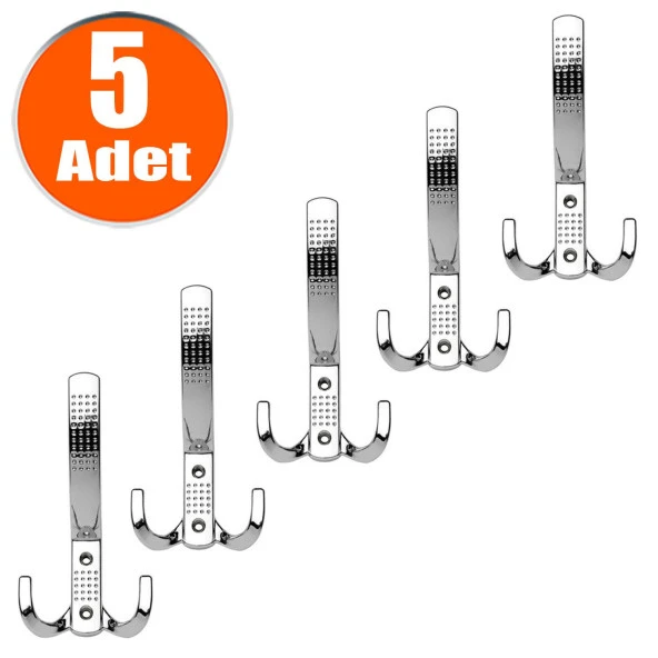 Noktalı Portmanto Vestiyer Duvar Askısı Krom Metal Dolap Elbise Askılığı (5 ADET) ürün görseli 1