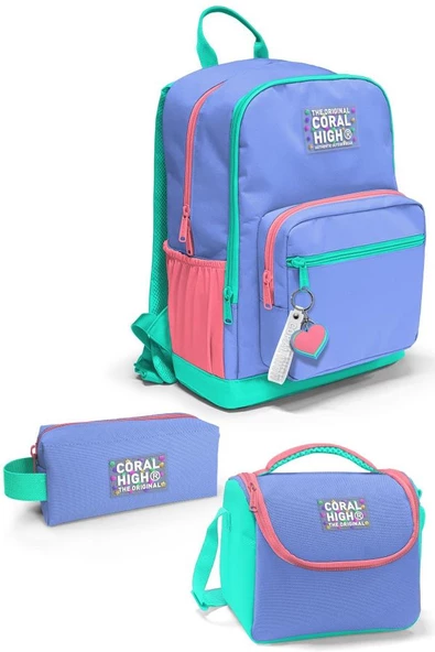 Coral High Derin Mavi Renkli 3'lü Okul Çanta Seti SET0123641 ürün görseli 1
