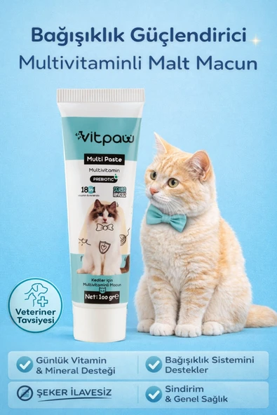 Vitpaw Kedi Multivitamin Malt Macun 100 gr - Bağışıklık ve Sindirim Desteği ürün görseli 1